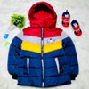 Boys Red & Navy Blue Warm Inner Furr Hooded Puffer Jacket HJ6203B