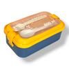 Yellow & Navy Blue Portable Rectangle Lunch Box With Spoon Set 800 ML BCP1059D