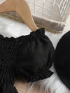 Girls' Black New Summer Bubble Sleeve Plain Color Dress with Cute Hat Two-piece Set Princess Dress FD6111C