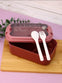 Red & Brick Red Portable Rectangle Lunch Box With Spoon Set 800 ML BCP1059C
