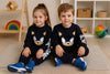 JF 2 PC Black Sonic Autumn & Winter Terry Fabric Track Suit, Sweatshirt and Trouser Set TS6418I