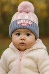 Pink Hello Baby Knitted Warm Winter Wool Cap (6 Months -3 Years) CP5083D