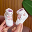 White & Pink Baby Girl Booties BTS9124B