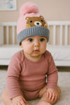 Pink Baby Bear Face Warm Winter Wool Cap (0 Months - 24 Months) CP5098E