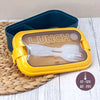 Yellow & Navy Blue Portable Rectangle Lunch Box With Spoon Set 800 ML BCP1059D