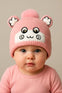 Pink Baby Cartoon Face Warm Winter Wool Cap (0 Months - 24 Months) CP5107F