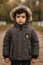 Boys Gray Warm Inner Furr Hoodied Puffer Jacket HJ6204B
