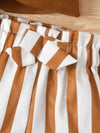 Solid Color Twisted Sleeve Cotton Top with Striped Bow Shorts, for Outdoor FD6091D