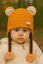 Orange Girls Cute Warm Knit Embroidered Winter Cap With Braids (6 Months -3 Years) CP5100A