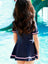 Girls Preppy Swimsuit 1-piece Quick-drying Short Sleeve Sporty Swimsuit With Slip Shorts SWM6158