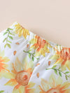 Elegant Floral Polyester 100% Baby Girl 2pcs Set, Spring/Fall Princess Top with Animal Headdress Print & Sunflower Print Flared Legs Trousers for Outdoor FD6112C