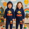 Navy Blue Cartoon Design Baby sweatshirt & Trouser Set - Soft Fleece Stuff, Machine Washable - Perfect for Winter, Perfect for Outdoor TS6419P