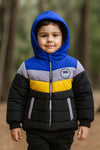 Boys Royal Blue & Black Warm Inner Furr Hooded Puffer Jacket HJ6203A