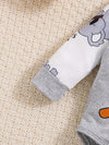 Adorable Koala Print Hooded Romper & Pants Set for Youngsters Boys - Cozy Polyester, Machine Washable - Perfect for Fall/Winter, Perfect for Outdoor BS6140B