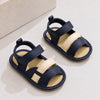 JF Navy Blue & Cream Summer Rubber-Sole Sandals for Boy SDL7596A