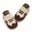 White & Brown Breathable British Style Baby Sneakers - Non-Slip Soft Sole, Mid-Top Design for Infants & Newborns, All-Season Outdoor & Daily Wear Shoes SH7169C
