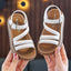 Girls' White Korean Vintage Roman Style Sandals, Breathable and Comfortable, Versatile Summer Sandals SDL7574A