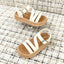 Girls' White Korean Vintage Roman Style Sandals, Breathable and Comfortable, Versatile Summer Sandals SDL7574A