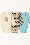 3pcs Adorable Baby Boy's Cotton Romper Set - Cute Animal Patterns & Stripes BS6422B