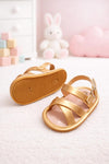 JF Champagne Gold Color Summer Rubber-Soled Sandals for Girls SDL7558C