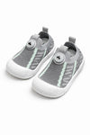 Grey Color Baby Soft Bottom Walking Sneakers Toddler Rubber Sole Cartoon Character First Walkers Infant Shoes SH7181C