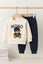 2 Pcs Blue Bear Embroidery Baby sweatshirt & Trouser Set - Soft Fleece Stuff, Machine Washable - Perfect for Winter, Perfect for Outdoor TS6419Q