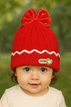 Red Fashion Happy Baby Knitted Warm Winter Wool Cap (6 Months -3 Years) CP5088A