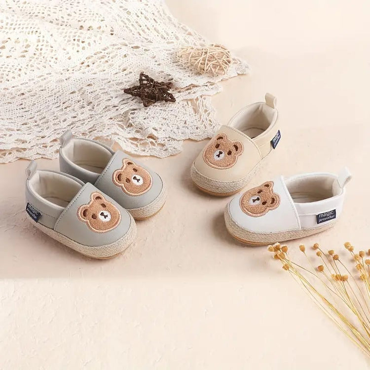 Gray Baby Animal Print Shoes Soft Comfortable PU Cute Bear Booties BST91112A