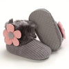 Gray Girls' Winter Snow Boots - Slip-On Ankle-High Cold Weather Shoes with Soft Fabric Sole, Warm Toddler Shoes SH7171A