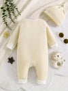 A Cute Cartoon Series Featuring a Little Elephant And a Monkey, Long-Sleeve Onesie with a Hat Is Ideal for Keeping Babies Warm in Autumn And Winter for Outdoor BS6137H