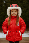 Girls Red Warm Inner Furr Hoodied Puffer Jacket HJ6202B