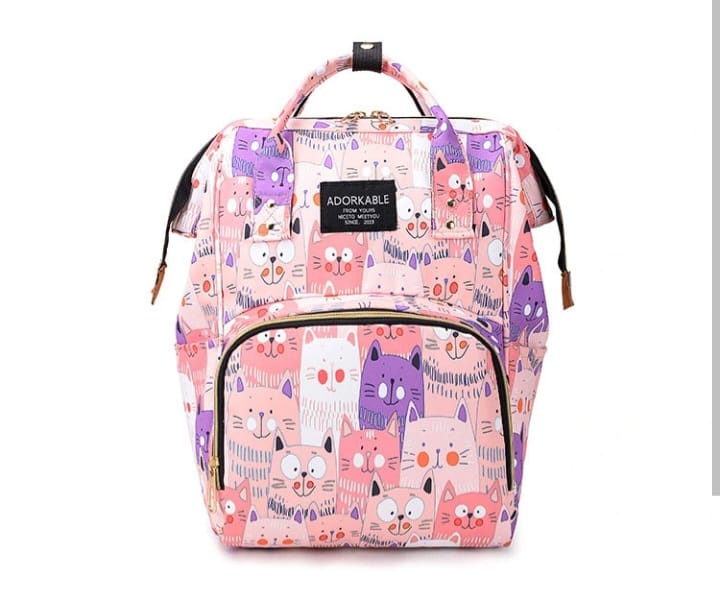 Pink Cat Face Cute Backpack Diaper Travel Bag BG5525B