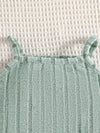 Girls' Rib Knit Two-Piece Layette Set - Solid Color Turtleneck Long Sleeve Crop Top with Spaghetti Strap Dress - Dressy Knitwear for Spring/Fall FD6127H