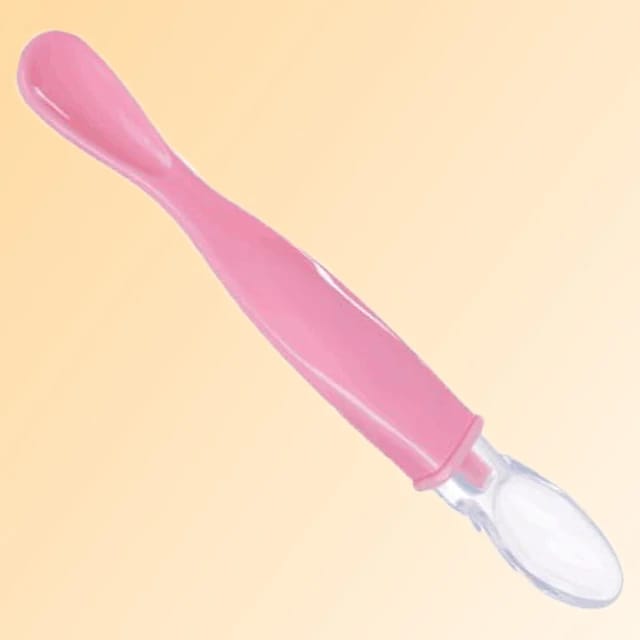 Pink Soft Silicone Spoon for 0-2 Years Old Baby Food Safe Feeding Spoons 2 Pc Set FS107B