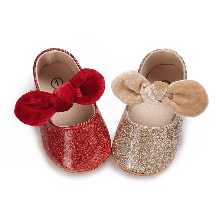 Golden Glittering Bow Shoes SH7082C