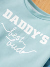 2pcs Boys Blue Long Sleeve Spring/Fall Outfit, 'Daddy'S Best Dude' Print Color Block Long Sleeve Top + Color Block Pants Set, for Outdoor TS6099B