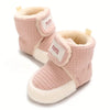 Pink Wool Booties, Ankle High Solid Color Warm Infant Walking Boots, Soft Comfortable Fabric Lined Indoor Outdoor Warm Shoes SH7170A