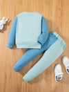 2pcs Boys Blue Long Sleeve Spring/Fall Outfit, 'Daddy'S Best Dude' Print Color Block Long Sleeve Top + Color Block Pants Set, for Outdoor TS6099B
