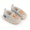 Gray Adorable Cartoon Bear Embroidered Baby Boy Walking Shoes SH7163B