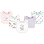 HB Infant Girl Cotton Bibs, Tea Party 5 Pieces Set BB2010B