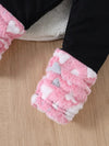 Pink Love Star Plush Cute Girls' Baby Long Sleeve Long Pants Spring and Autumn Outerwear Two-piece Set FD6405I