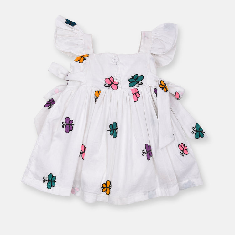 JF White Frock with Hairband FD6017