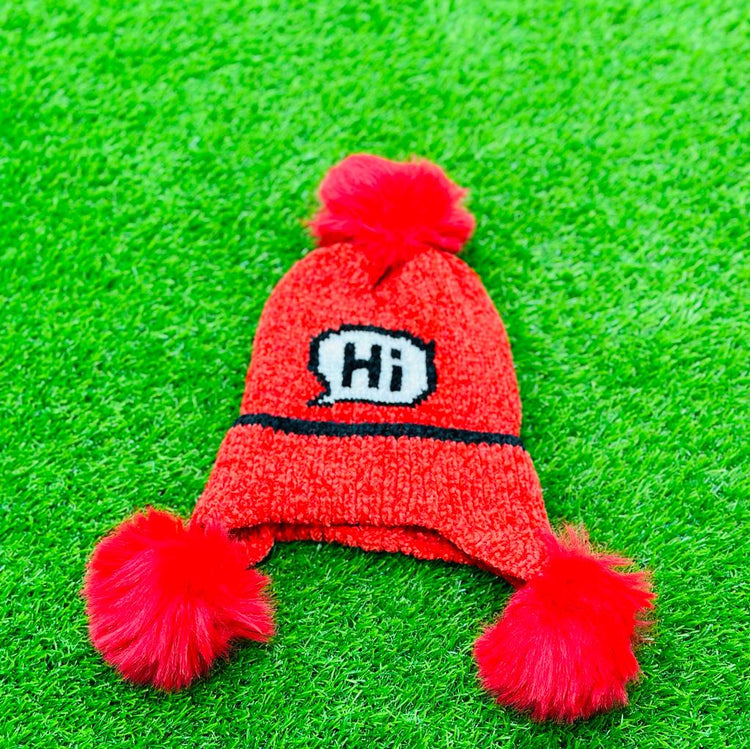 Red Winter Warm "Hi" Wool Cap CP5005F