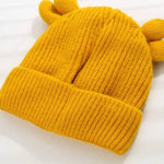 Mustard Lovely Creative Knitting Cow Horns Woolen Warm Cap CP5071C