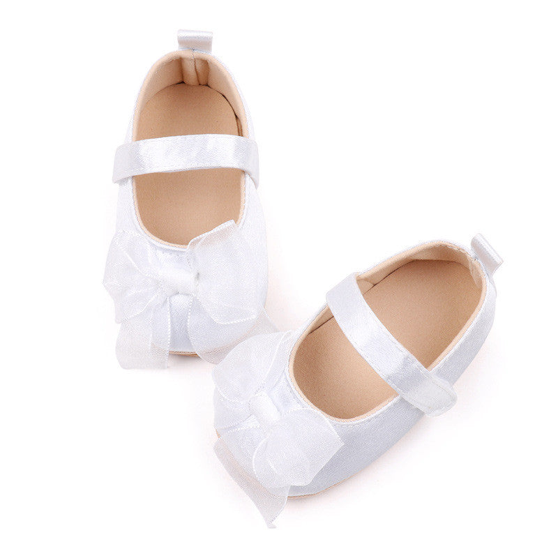 White Infant Baby Girls' Soft Sole Anti-Slip and Breathable Princess Shoes SH7109B