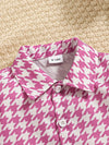 2pcs Set for Girls with Pink Plaid Print Blouse and Bow Design Mesh Short Skirt Cute Outfit, Perfect for Outdoor FD6408I