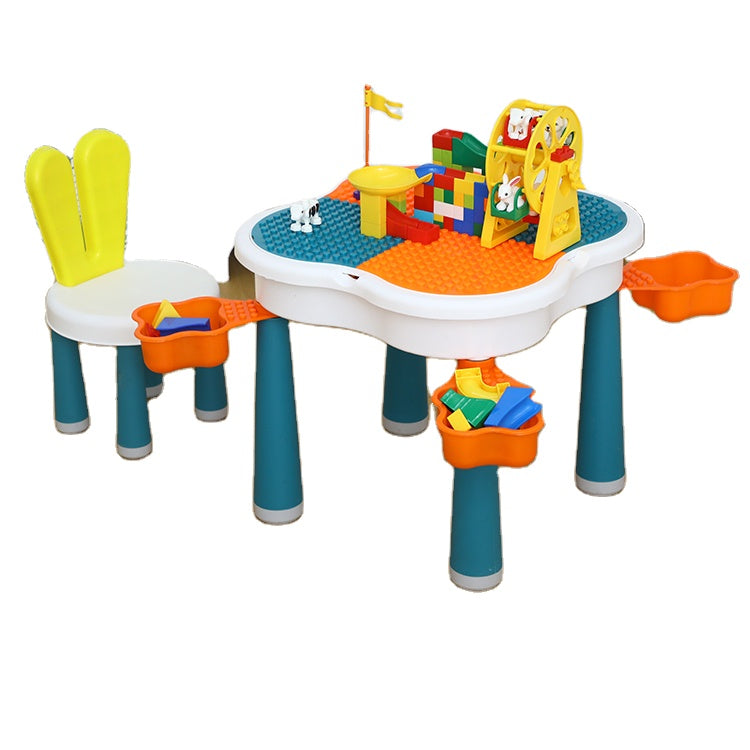 Game Reading Table for Preschool Baby Table and Chairs Set with Build Block BCP1038