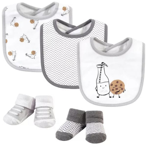 HB 5 Pieces Bibs & Socks Set, Milk and Cookies BB2019A