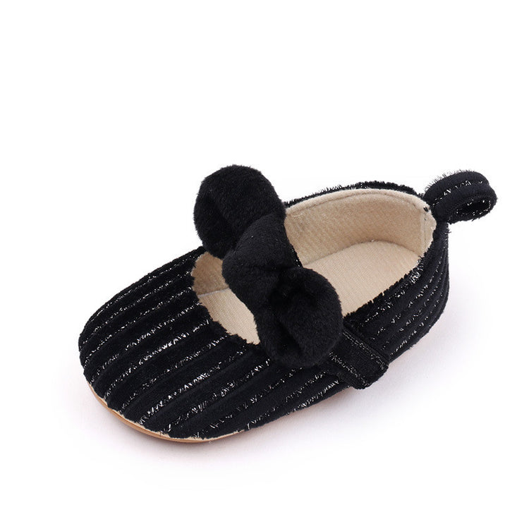 Black Baby Girls Princess Non-Slip Rubber Soft Sole Shoes SH7111C