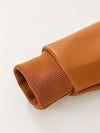 Boys' Trendy Brown Zip-Up Jacket - Casual Long Sleeve Outerwear for Spring & Fall, Soft Polyester Fabric with Ribbed Cuffs, Stylish & Functional Design HJ6210E